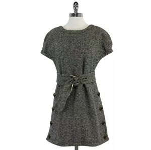 Marc Jacobs Ava Blouce Tweed Wool Belt Coat Dress